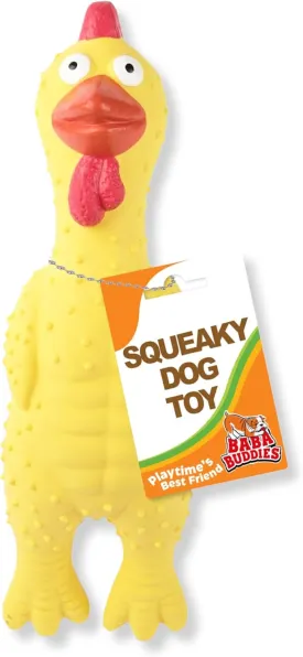 100% Natural Latex Squeaky Dog | Durable Rubber Chicken Chew Toy for Small & Large Dogs | Funny Screaming Chicken | Safe & Interactive Toy for Play, Teething and Boredom | Tough Design