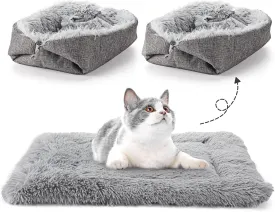 2 Pcs Self Warming Cat Dog Bed, Self Heating Cat Dog Mat Soft Washable Warm Fluffy Pet Pad Calming Cushion Bed for Indoor Outdoor Crate Pets Small Sleeping, 24 x 20 Inch(Gray)