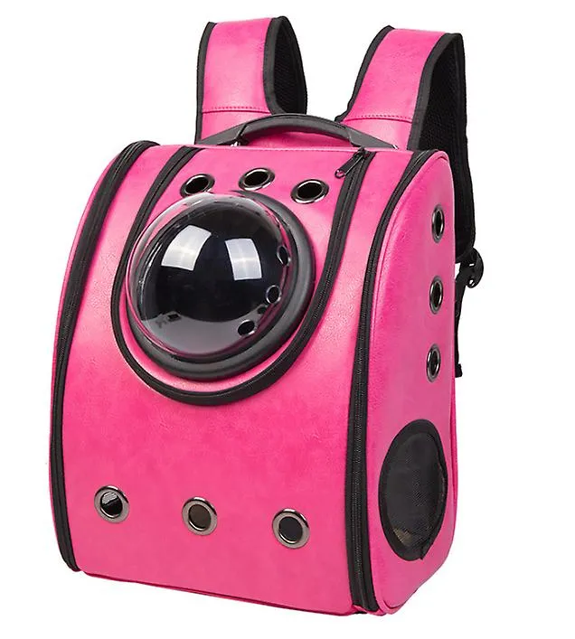 32*20*40cm rose red Space capsule pet backpack PU pet breathable bag small cat and dog outing backpack AZ22011