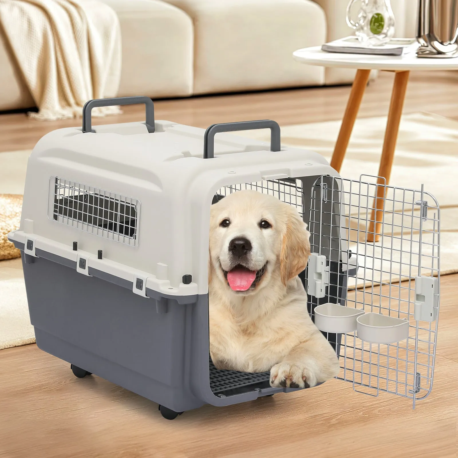 32" Pet Hard Sided Travel Carrier - Up to 40 lbs - Detachable Door
