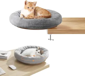 360 Rotation Cat Nest Bed for Desk, Table Corner Round Cat Bed, Adjustable Cat Hammock Desktop Bracket with Soft Pet Bed for Better Company