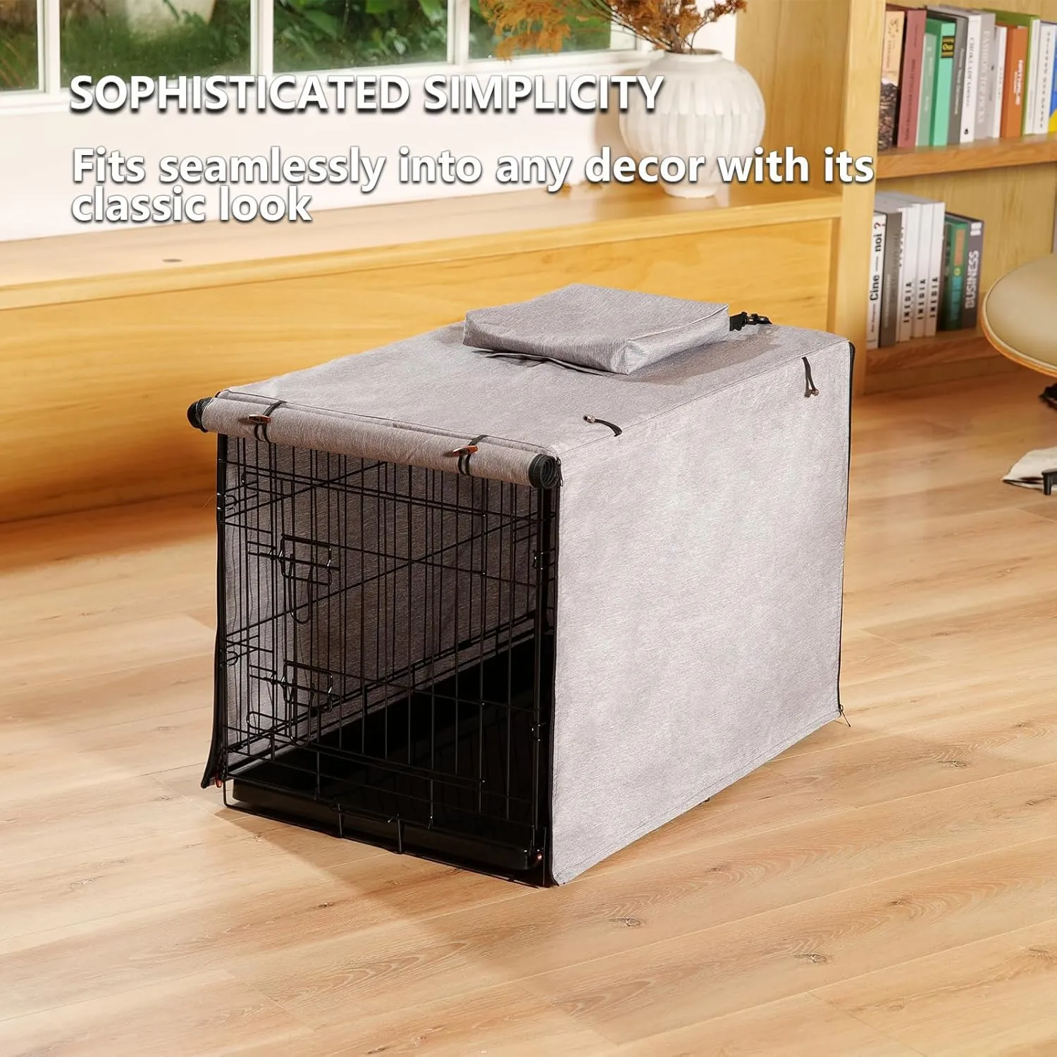 600D Dog Crate Cover, Waterproof Pet Kennel Cover with Storage Bag Fit for 36 Inch Wire Crate Dog Cage, 36 Inches, Gray