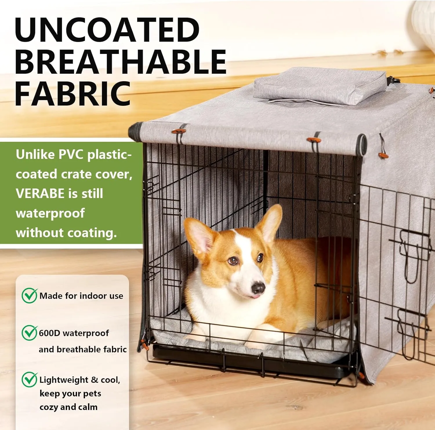 600D Dog Crate Cover, Waterproof Pet Kennel Cover with Storage Bag Fit for 36 Inch Wire Crate Dog Cage, 36 Inches, Gray