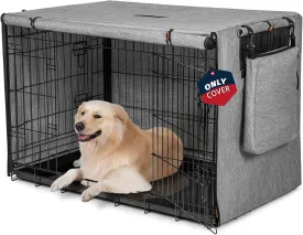 600D Dog Crate Cover, Waterproof Pet Kennel Cover with Storage Bag Fit for 36 Inch Wire Crate Dog Cage, 36 Inches, Gray