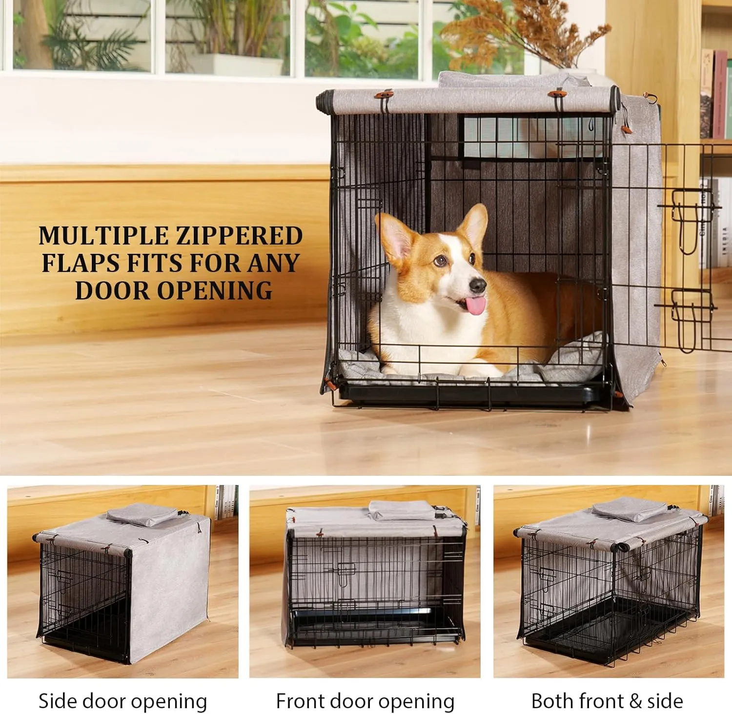 600D Dog Crate Cover, Waterproof Pet Kennel Cover with Storage Bag Fit for 36 Inch Wire Crate Dog Cage, 36 Inches, Gray