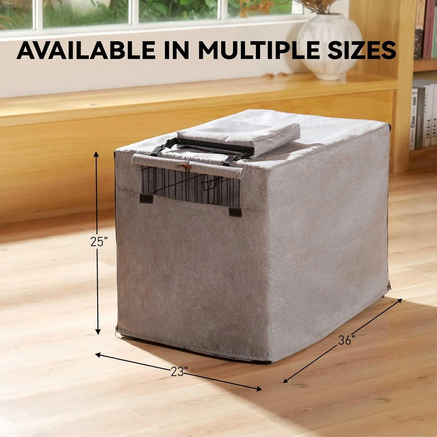 600D Dog Crate Cover, Waterproof Pet Kennel Cover with Storage Bag Fit for 36 Inch Wire Crate Dog Cage, 36 Inches, Gray
