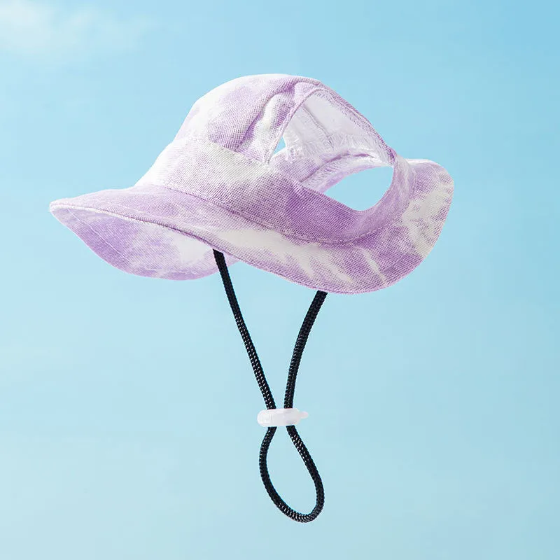 Aiitle Pet Tie Dye Sun Hat with Ear Holes