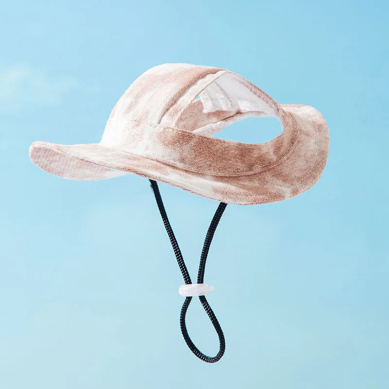 Aiitle Pet Tie Dye Sun Hat with Ear Holes