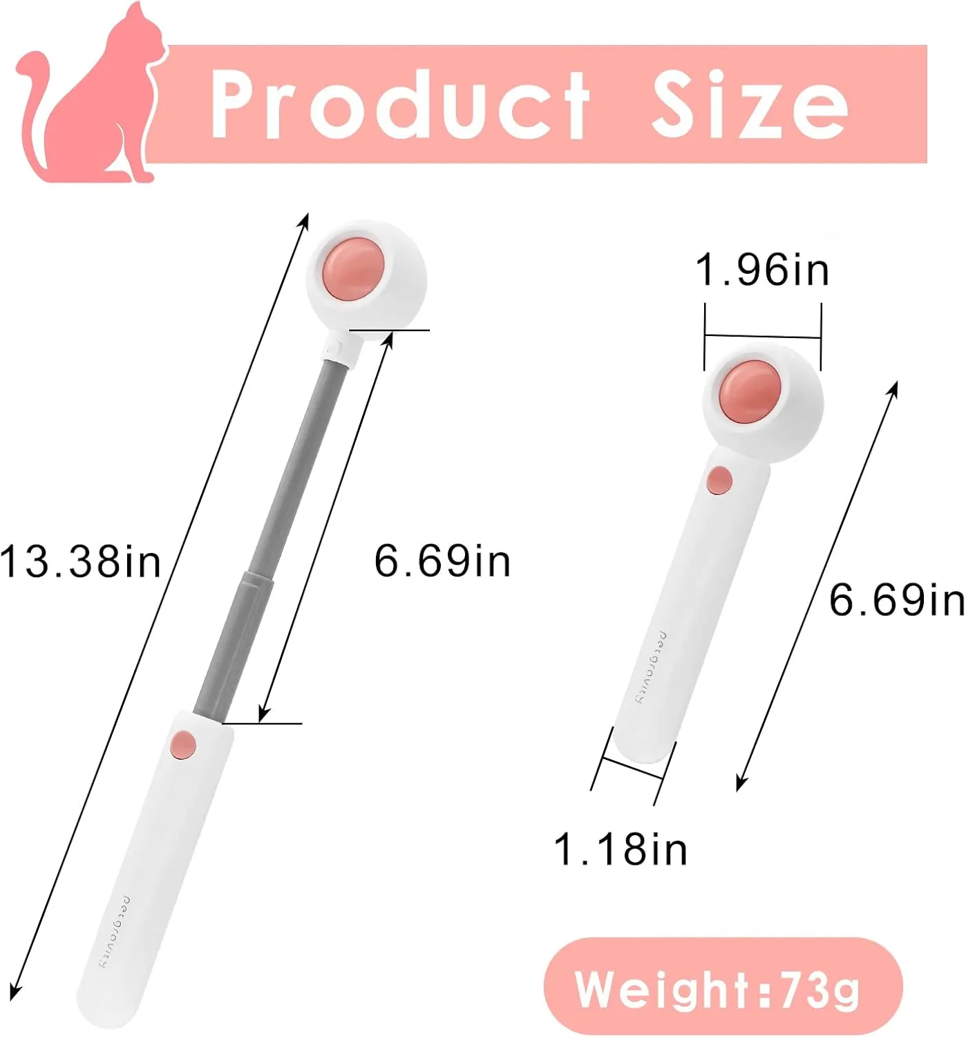 Andiker Cat Teaser Stick, Retractable Cat Wand with Replacement Head, Cat Feather Toy, Cat Interactive Toy for Indoor Cats for Relief Boredom and Exercise (Pink)