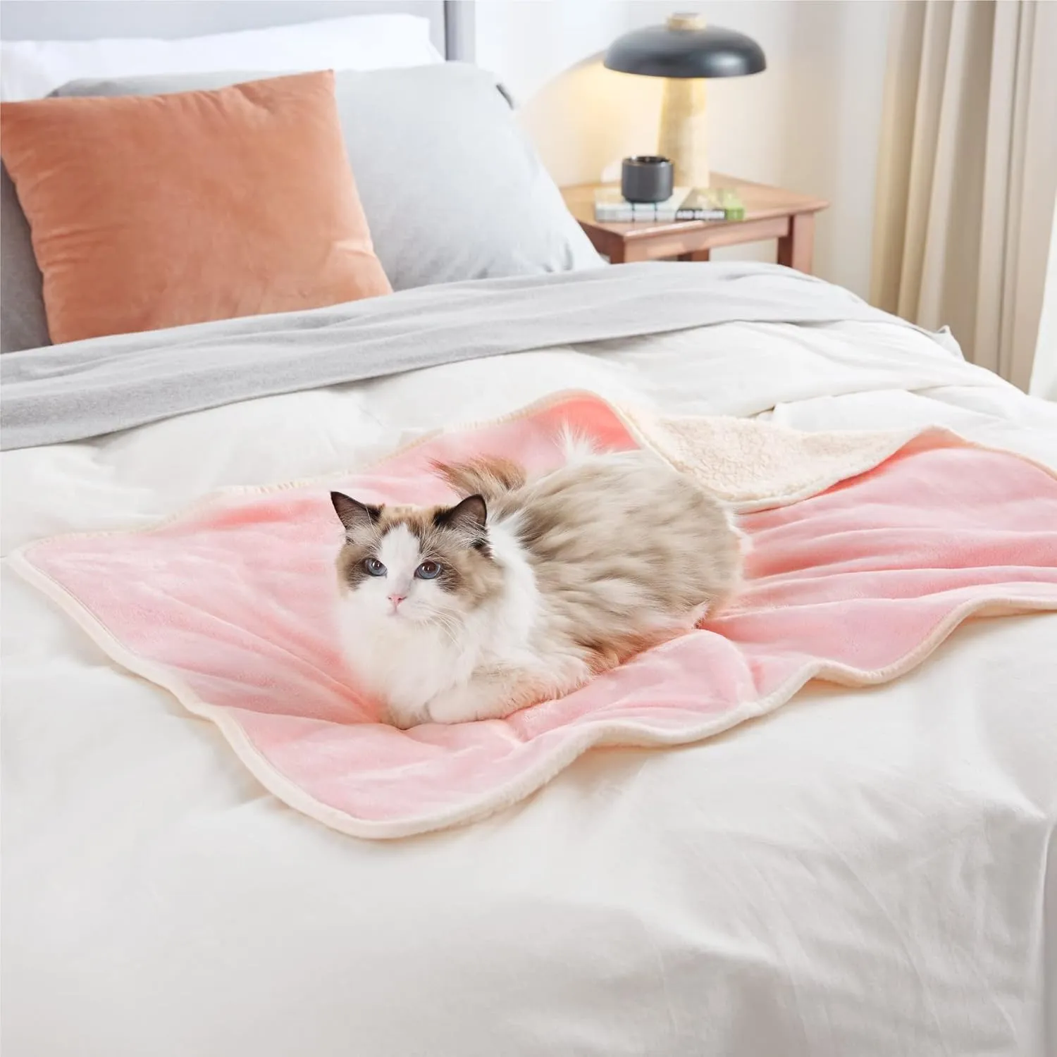 Bedsure Waterproof Dog Blankets for Small Dogs - Small Cat Blanket Washable for Couch Protection, Sherpa Fleece Puppy Blanket, Soft Plush Reversible Throw Furniture Protector, 25"X35", Pink