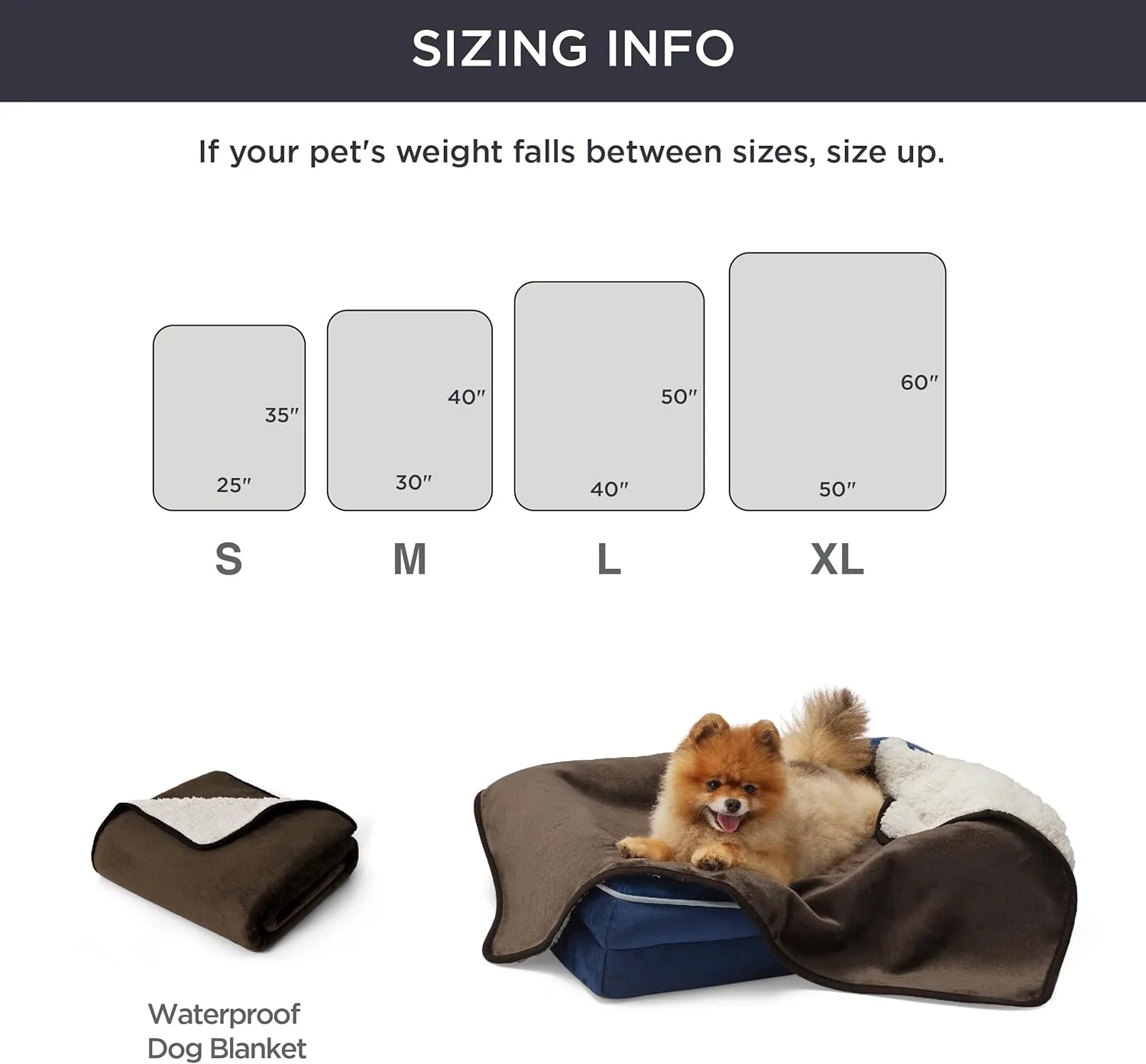 Bedsure Waterproof Dog Blankets for Small Dogs - Small Cat Blanket Washable for Couch Protection, Sherpa Fleece Puppy Blanket, Soft Plush Reversible Throw Furniture Protector, 25x35, Coffee Brown