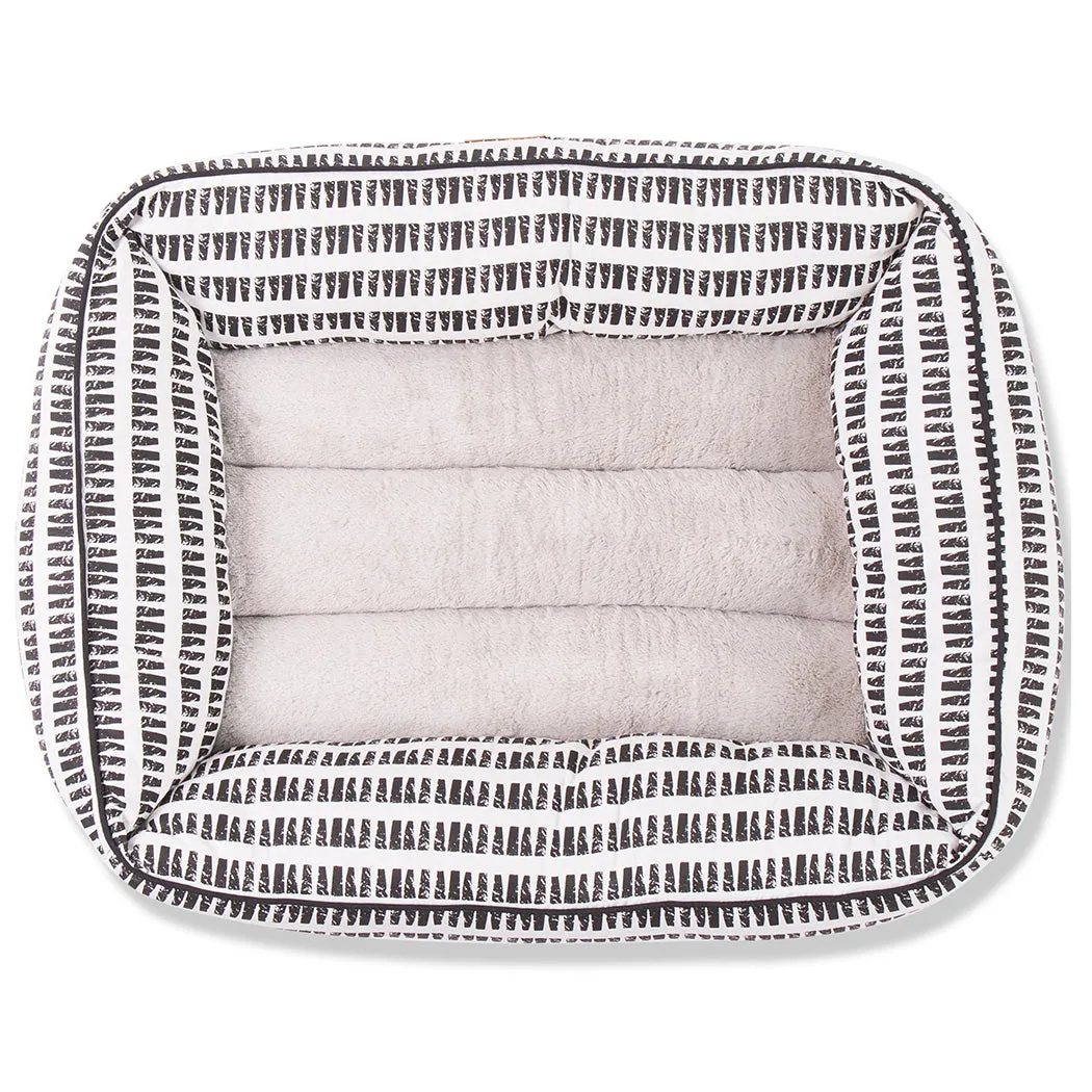 Bolster Dog Bed  - Black White Mosaic Print