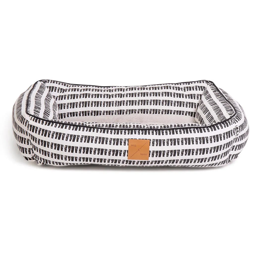Bolster Dog Bed  - Black White Mosaic Print