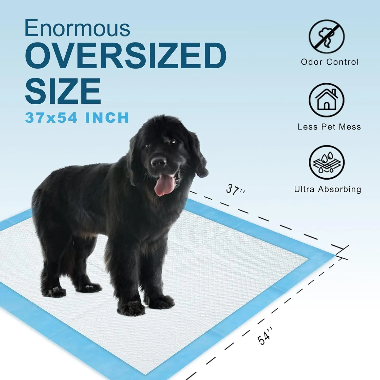 Boscute Enormous Size 54"x37" Pee Pads for Large Dogs, Heavy Absorbent Quick Dry Disposable Puppy Pee Pads, Thicken Strong Leak-Proof Backing Disposable Dog Pads