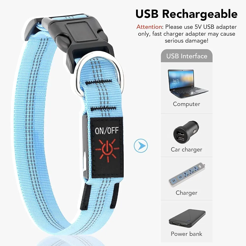 BSEEN Reflective Light Up Dog Collar