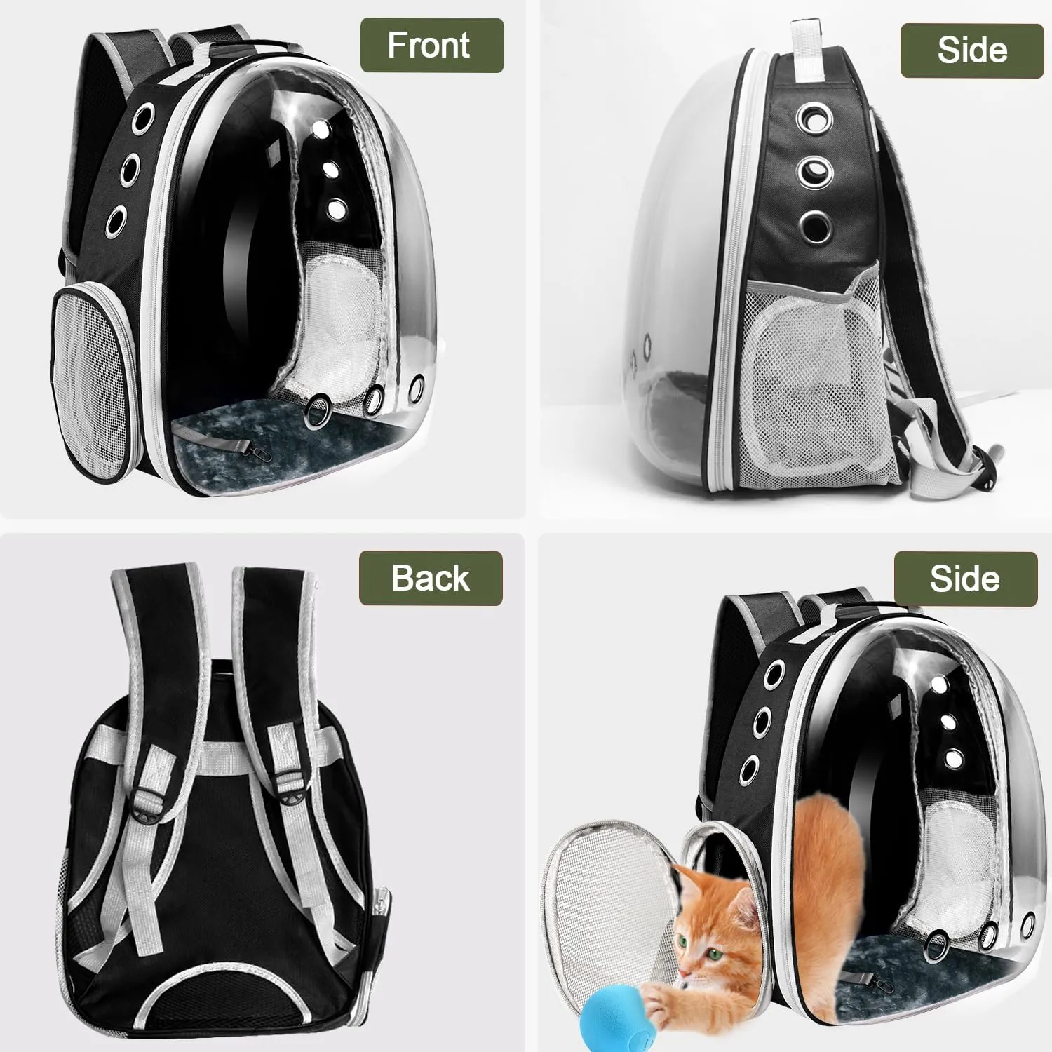 Cat Backpack Carrier, Pet Cat Carrier with Ventilated Design for Carrying Puppy Cats, Pet Carrier Backpack for Traveling/Hiking/Camping/Outdoors Airline Approved Travel Carrier (Black)