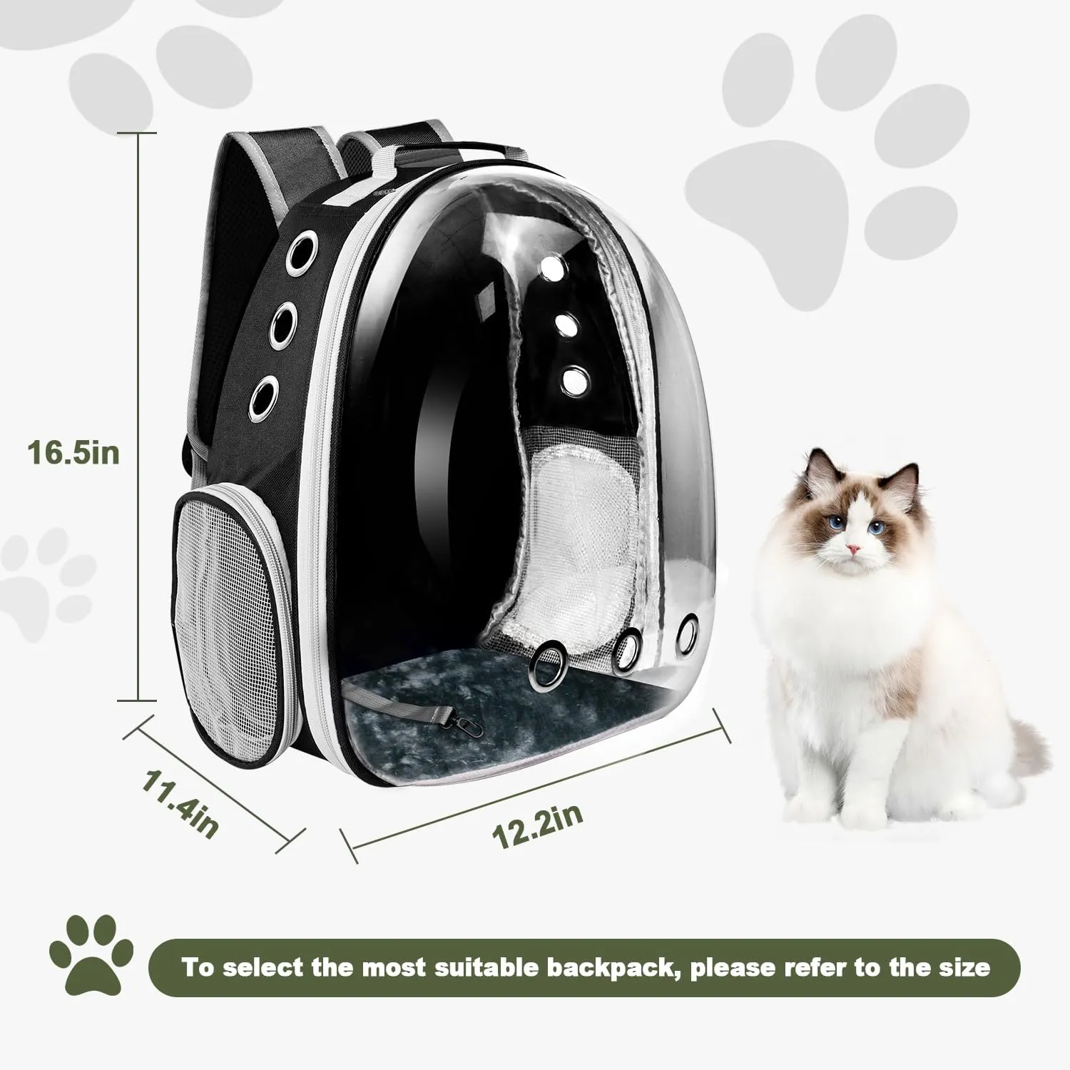 Cat Backpack Carrier, Pet Cat Carrier with Ventilated Design for Carrying Puppy Cats, Pet Carrier Backpack for Traveling/Hiking/Camping/Outdoors Airline Approved Travel Carrier (Black)