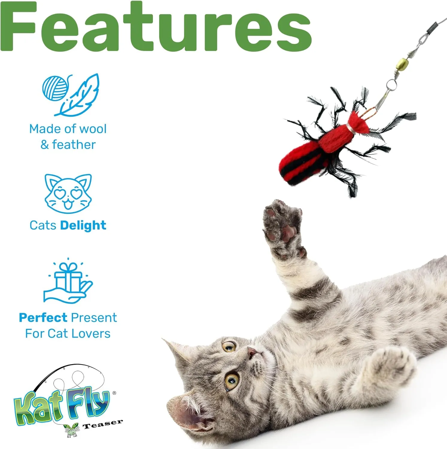 Cat Toy Teaser Wand Refill - Beetle Cat ToyTeaser Attachment - Red