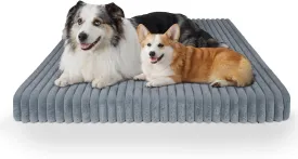 Chicute Waterproof Orthopedic XL Dog Bed, Egg Foam Supportive Dog Crate Beds with Washable Cover, Corduroy Fleece Super Soft Pet Bed Furniture for Indoors (41" x 27", Grey)
