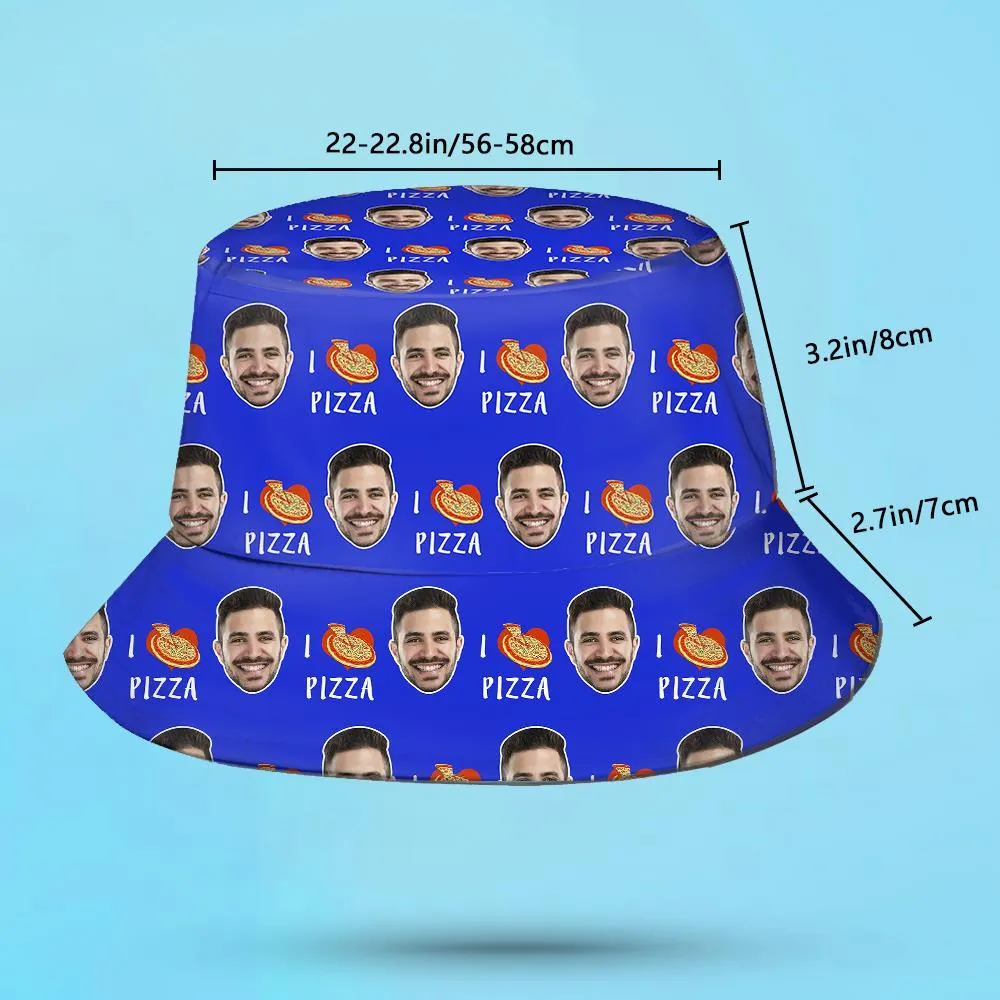 Custom Your Photo Face And Pet Summer Bucket Hat Fisherman Hat - Pizza