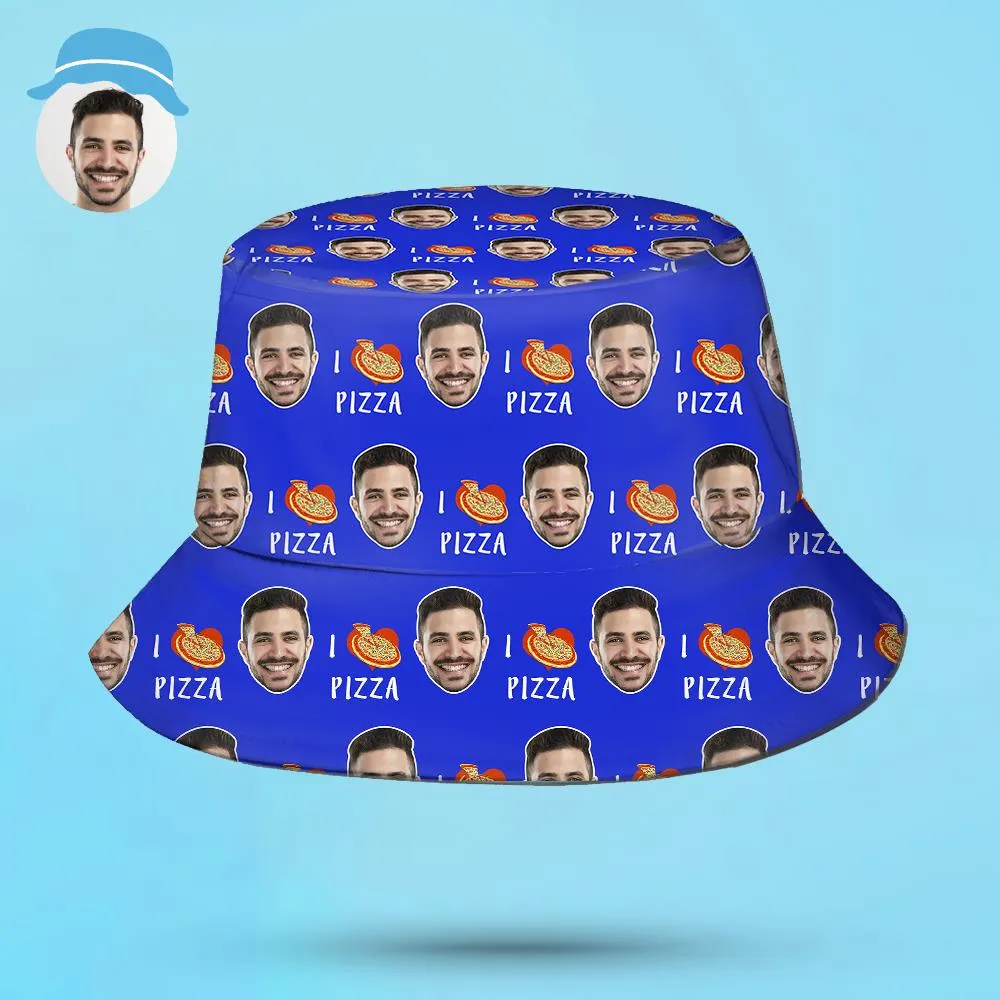Custom Your Photo Face And Pet Summer Bucket Hat Fisherman Hat - Pizza