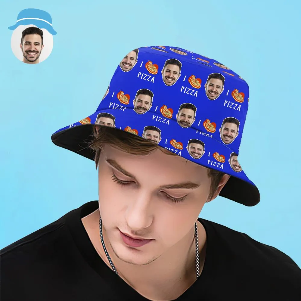 Custom Your Photo Face And Pet Summer Bucket Hat Fisherman Hat - Pizza