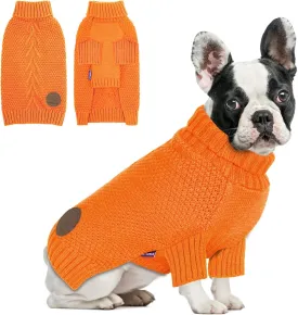 cyeollo Dog Sweater Pullover Turtleneck for Dogs, Classic Knitwear Fall Winter Cold Weather Dog Clothes Warm Pet Apparel Small Medium Large Dog Sweaters, Orange S