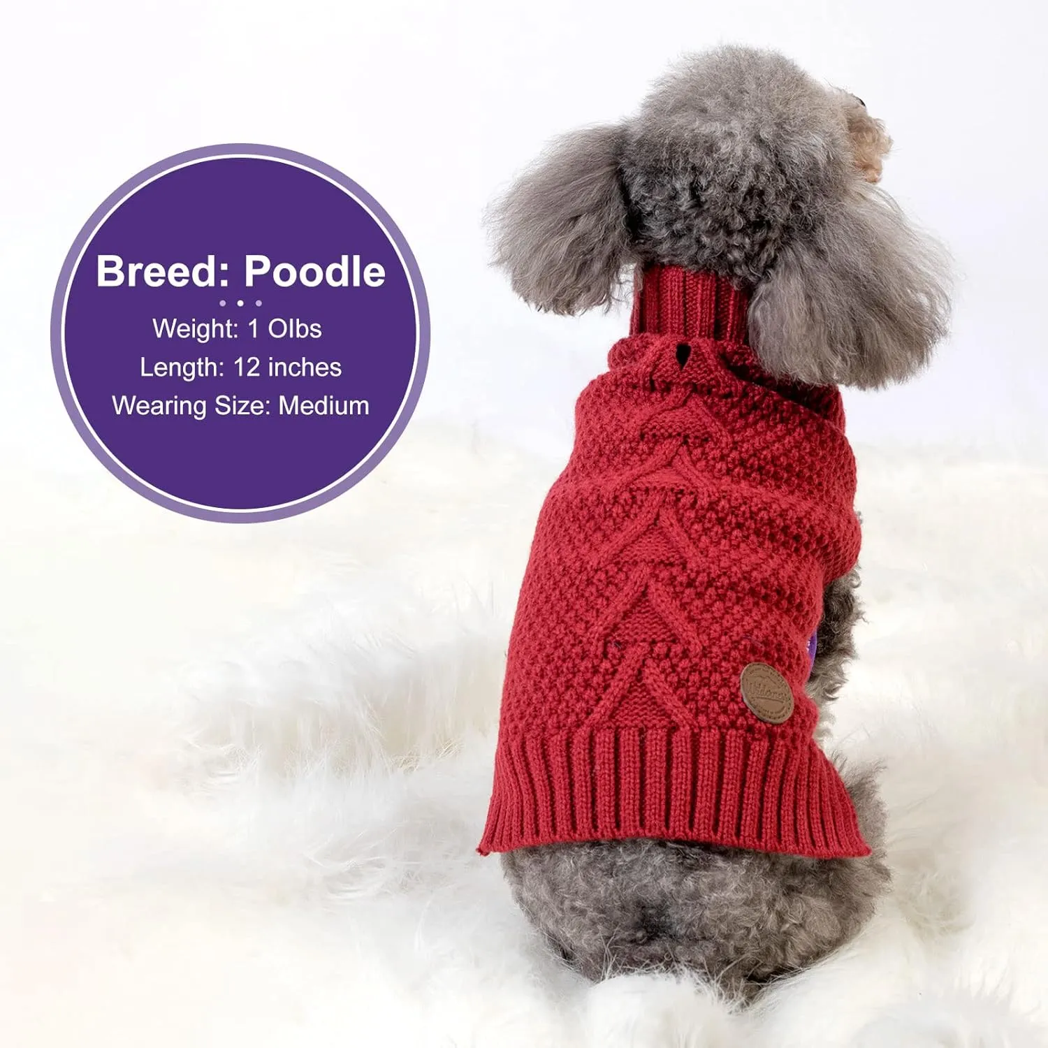 cyeollo Dog Sweater Pullover Turtleneck for Dogs Girl, Classic Knitwear Fall Winter Cold Weather Dog Clothes Warm Pet Apparel Small Medium Large Dog Sweaters, Burgundy M