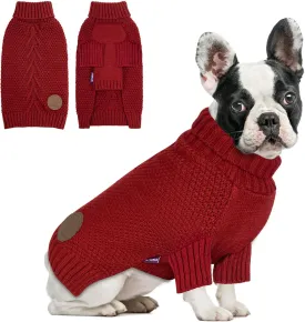 cyeollo Dog Sweater Pullover Turtleneck for Dogs Girl, Classic Knitwear Fall Winter Cold Weather Dog Clothes Warm Pet Apparel Small Medium Large Dog Sweaters, Burgundy M
