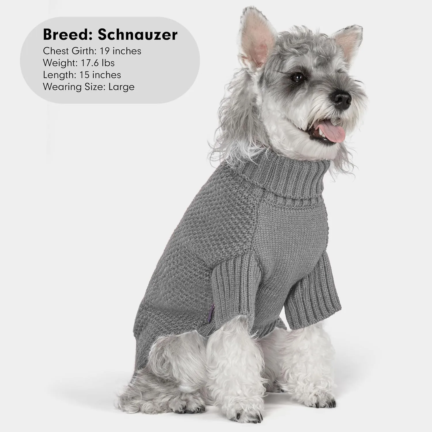 cyeollo Dog Sweaters Turtleneck Knitted Sweater with Leash Hole Winter Pet Clothes Dog Sweaters for Small Dogs, Grey M