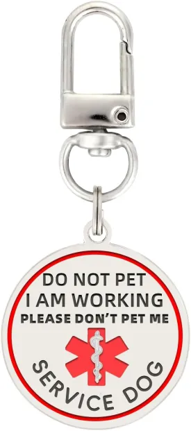 Do Not Pet Service Dog ID Tag, Double Side Engraved Easily Attach to Dog Collar, Harness or Vest (Medium-1.18 inch)