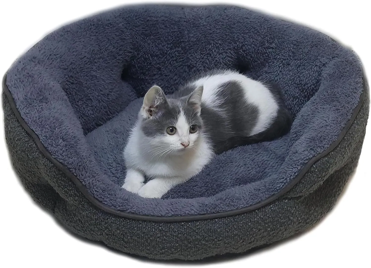 Dog Bed for Medium Size Dog, Cat Beds for Indoor Cats, Cute Round Washable Dog Bed with Anti-Slip & Water-Resistant Bottom, Super Soft Pet Bed, Luxury Durable Puppy Bed Kitten Bed, Gray