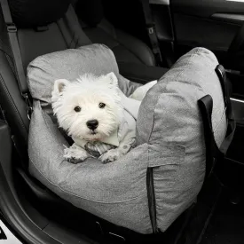 Dog Car Seat for Small Dogs Grey Detachable Dog Booster Car Seat with Storage Pockets and Dog Safety Belt, Anti-Slip Pet Travel Carrier Bed for Easy Cleaning