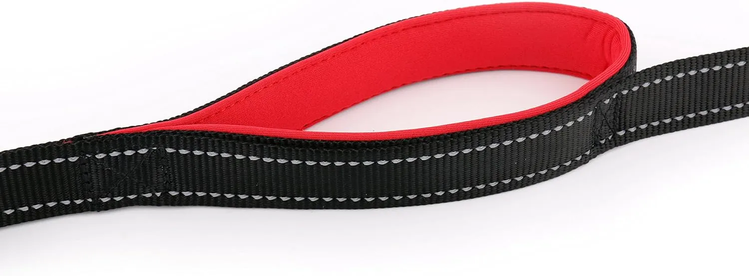 Dog Leash 6ft Long,Traffic Padded Two Handle,Heavy Duty,Reflective Double Handles Lead for Control Safety Training,Leashes for Large Dogs or Medium Dogs,Dual Handles Leads(Black)