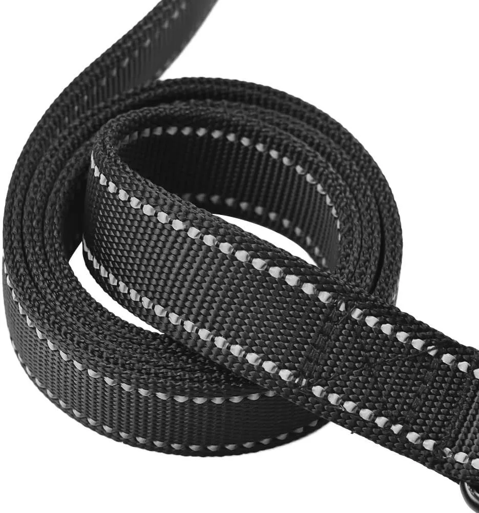 Dog Leash 6ft Long,Traffic Padded Two Handle,Heavy Duty,Reflective Double Handles Lead for Control Safety Training,Leashes for Large Dogs or Medium Dogs,Dual Handles Leads(Black)