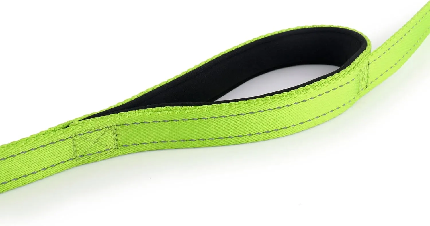 Dog Leash 6ft Long,Traffic Padded Two Handle,Heavy Duty,Reflective Double Handles Lead for Control Safety Training,Leashes for Large Dogs or Medium Dogs,Dual Handles Leads(Green)