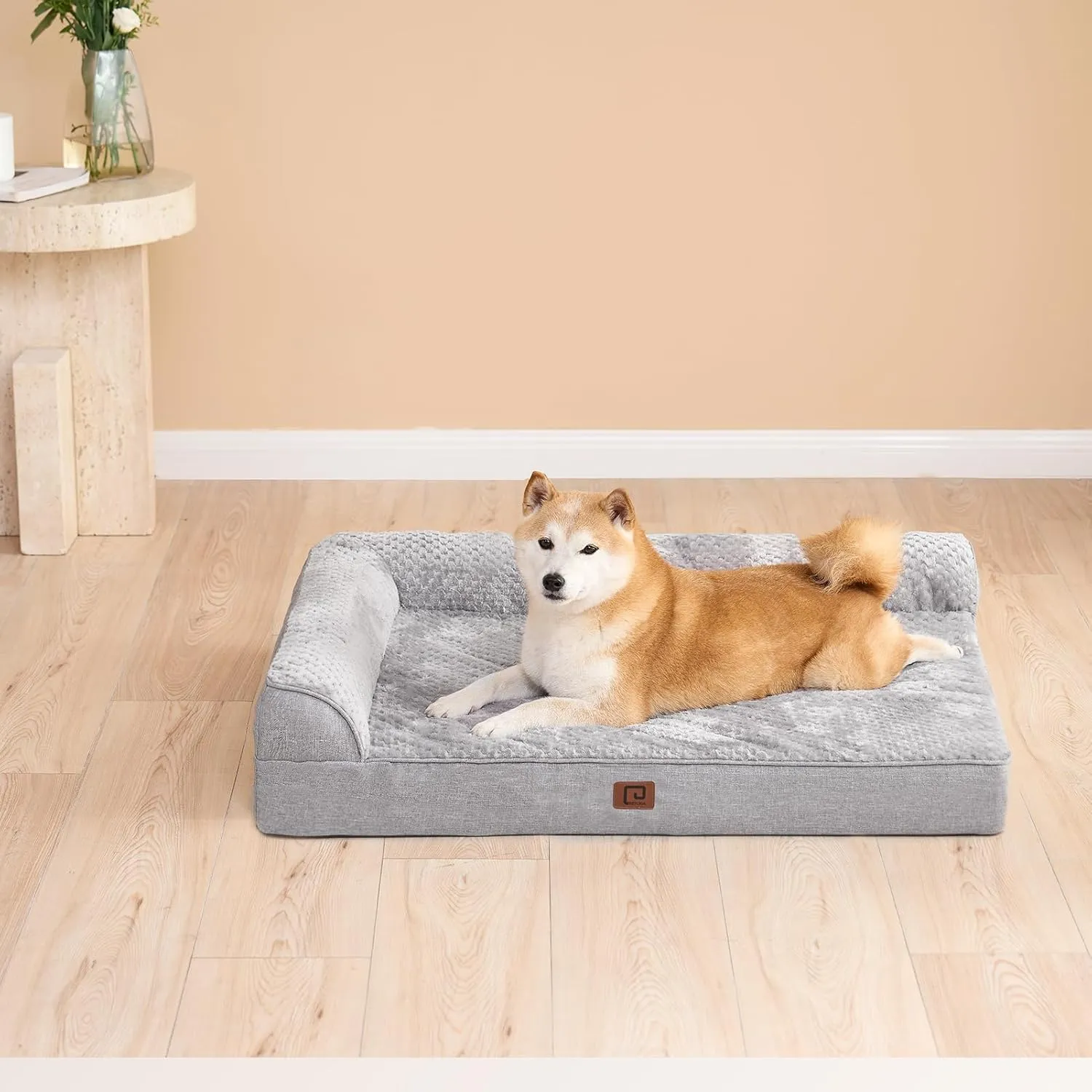 EHEYCIGA Memory Foam Dog Bed Large Sized Dogs, Waterproof Dog Bed Orthopedic with Washable Removable Cover, Non-Slip Pet Bed Couch, 36x27x6 Inches, Grey