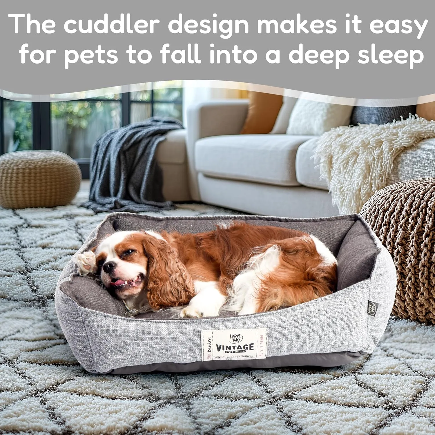 FluffyDream Small Dog Bed, Super Soft Pet Bed Furniture, Suitable for Dogs Up to 30lbs, 24'' x 20'', Grey