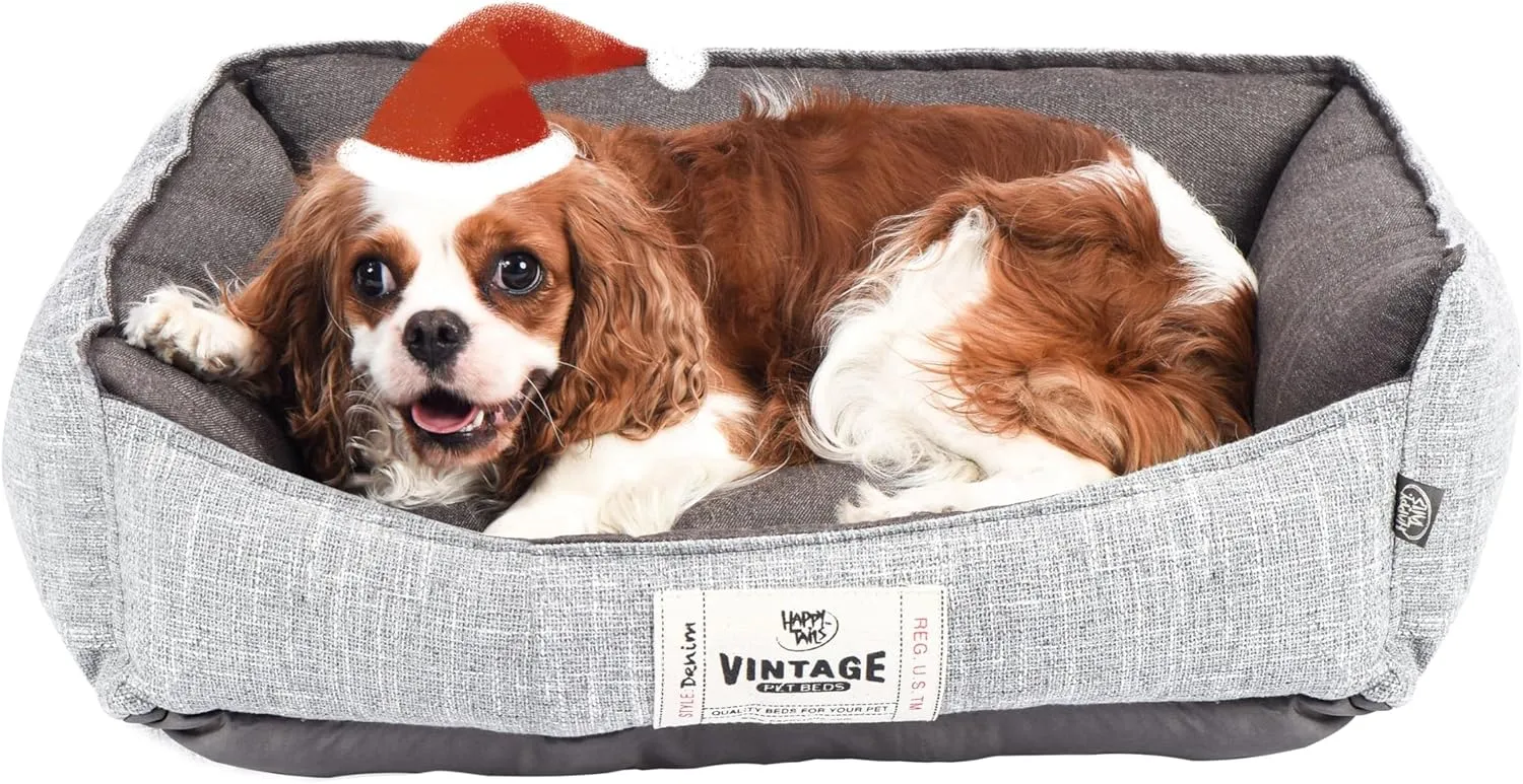 FluffyDream Small Dog Bed, Super Soft Pet Bed Furniture, Suitable for Dogs Up to 30lbs, 24'' x 20'', Grey
