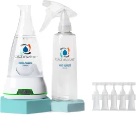 Force of Nature Multi-Purpose Cleaner, Disinfectant & Deodorizer Starter Kit - All Purpose Cleaning Spray with Reusable Bottle, 5 Refills - EPA Registered, Toxin-Free Cleaning Supplies