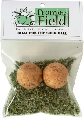 from The Field | Billy Bob The Cork Ball Cat Toy | Natural, Eco-Friendly Catnip-Infused Play Ball | Durable, Lightweight, Biodegradable | Safe for Cats & Kittens | USA-Made Interactive Toy