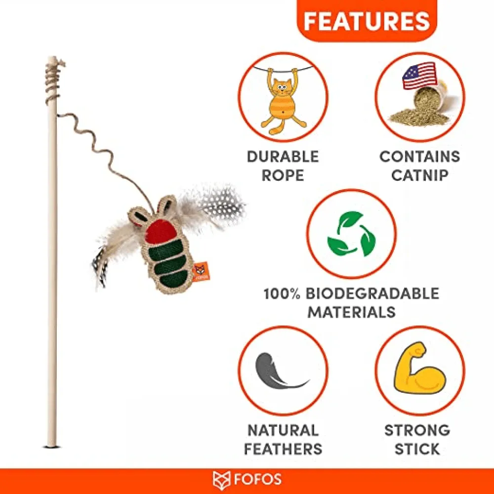 GiGwi Melody Chaser with Motion Activated Sound Chip Mouse and Fofos Scandi Beetle with Wooden Stick Toy  for Cats Combo