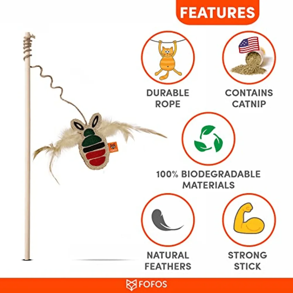 GiGwi Melody Chaser with Motion Activated Sound Chip Mouse and Fofos Scandi Beetle with Wooden Stick Toy  for Cats Combo