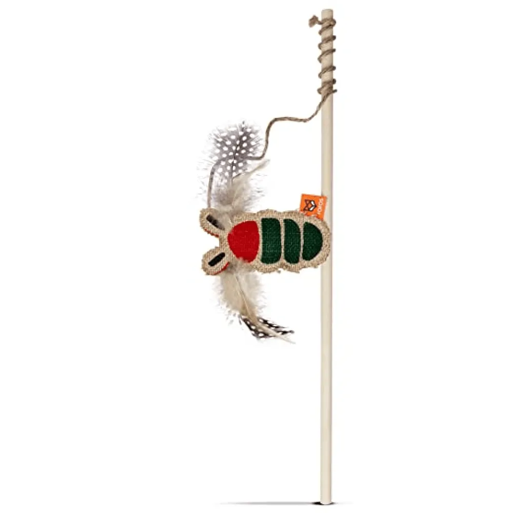 GiGwi Melody Chaser with Motion Activated Sound Chip Mouse and Fofos Scandi Beetle with Wooden Stick Toy  for Cats Combo