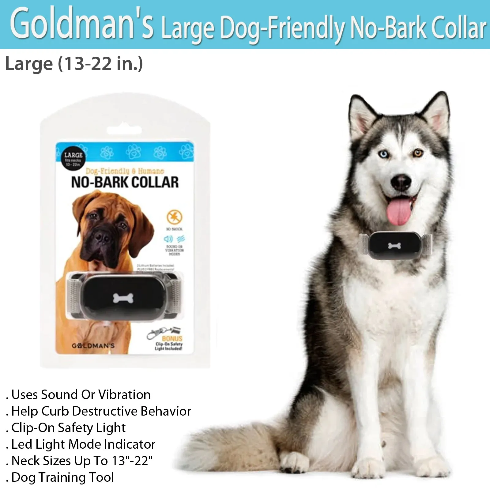 Goldman's Large Dog-Friendly No-Bark Collar - Large (13-22 in.)