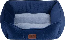 Hollypet Dog Cat Bed for Medium Small Dogs Puppy Indoor Cats, Microwave Quilted Rectangle Washable Soft Calming Sleeping Durable Pet Cuddler Bed with Anti-Slip Bottom, S, Deep Blue
