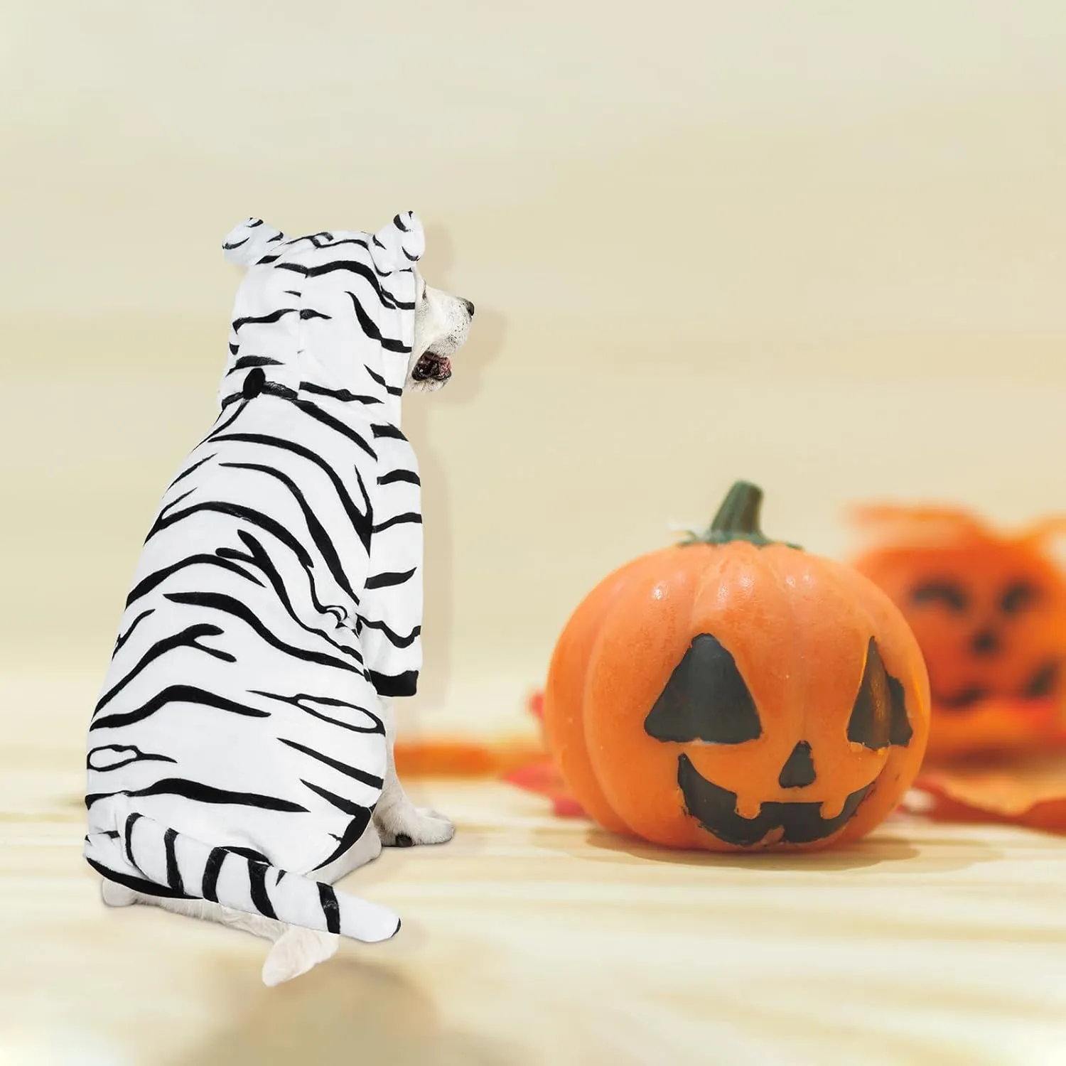HOTUMN Large Dog Tiger Costumes - Halloween Dog Cosplay Costume Pet Warm Clothes and Cute Hoodie Winter Coat for Medium Large Dogs(White,3X-Large)