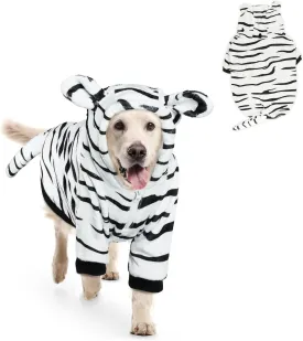 HOTUMN Large Dog Tiger Costumes - Halloween Dog Cosplay Costume Pet Warm Clothes and Cute Hoodie Winter Coat for Medium Large Dogs(White,3X-Large)