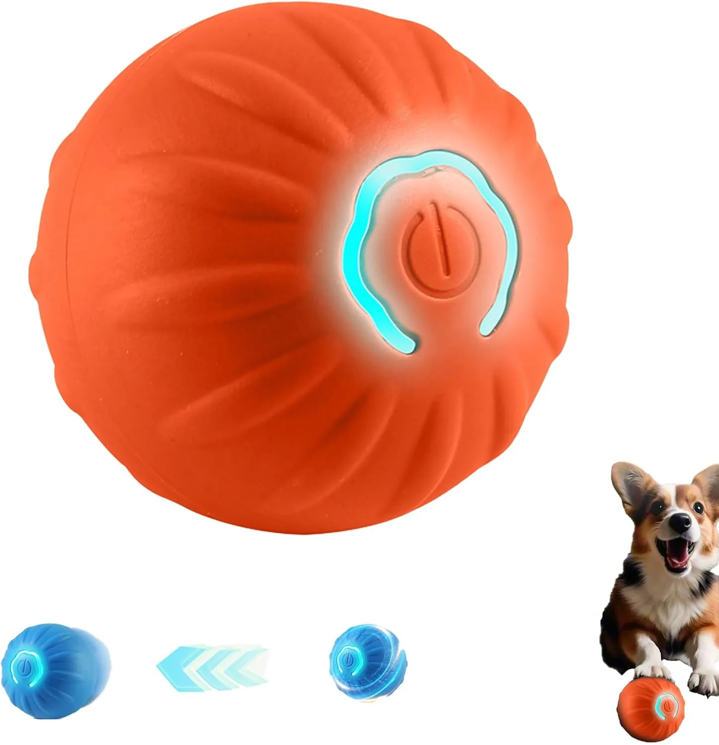 Interactive Dog Toys Dog Ball Tough Motion Activated Automatic Rolling Jumping Moving Ball Electronic Bouncer Toys for/Small/Medium/Large Dogs (Orange, 5.2cmx5.2cm)