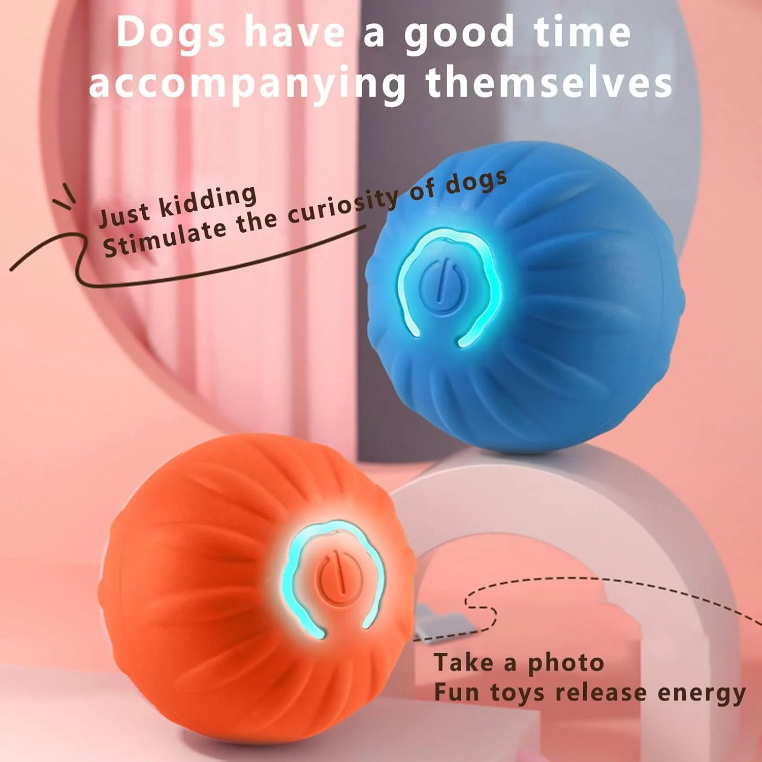 Interactive Dog Toys Dog Ball Tough Motion Activated Automatic Rolling Jumping Moving Ball Electronic Bouncer Toys for/Small/Medium/Large Dogs (Orange, 5.2cmx5.2cm)